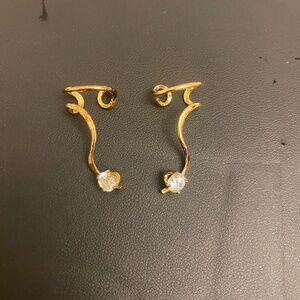 Gold and Rhinestone Ear Cuff.